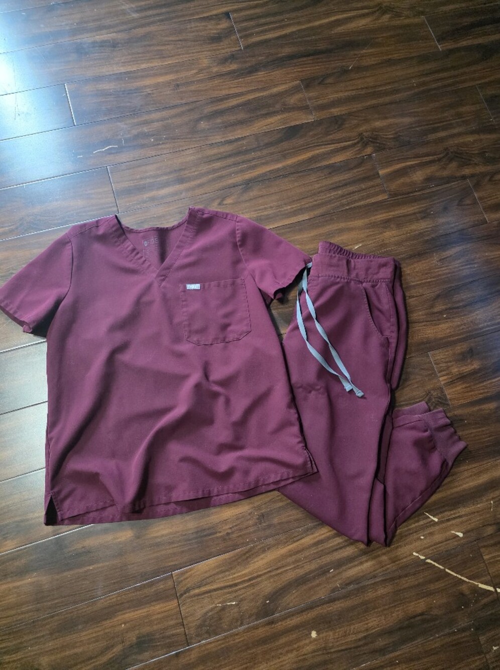 Figs Burgundy Medical Scrub Top and Pants